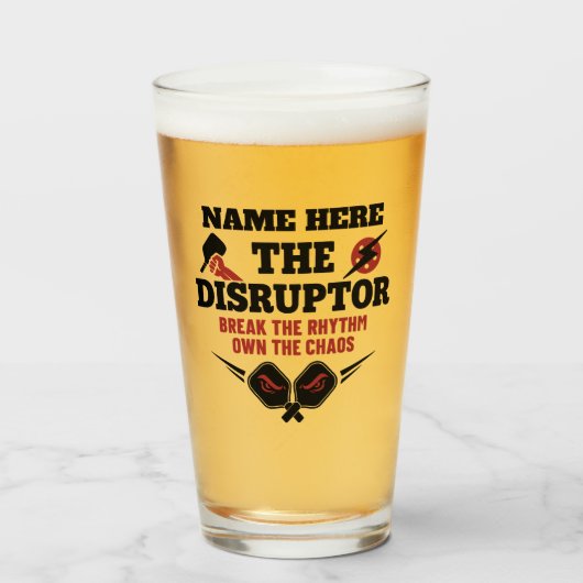Pickleball Personalized Name The Disruptor Beer Glas (Voorkant gevuld)