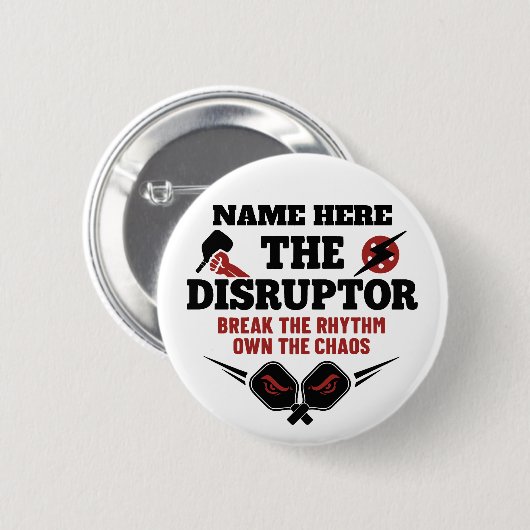 Pickleball Personalized Name The Disruptor Button (Voorkant /achterkant)