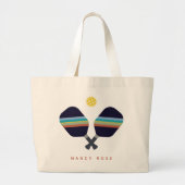 Pickleball Persoonlijke benaming Striped Paddles Grote Tote Bag (Voorkant)