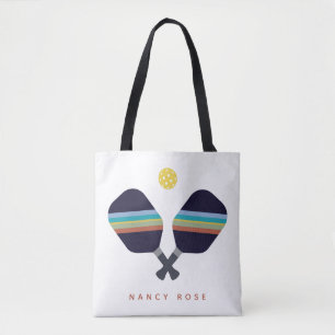 Pickleball Persoonlijke benaming Striped Paddles Tote Bag