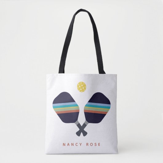 Pickleball Persoonlijke benaming Striped Paddles Tote Bag (Voorkant)