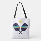 Pickleball Persoonlijke benaming Striped Paddles Tote Bag (Achterkant)