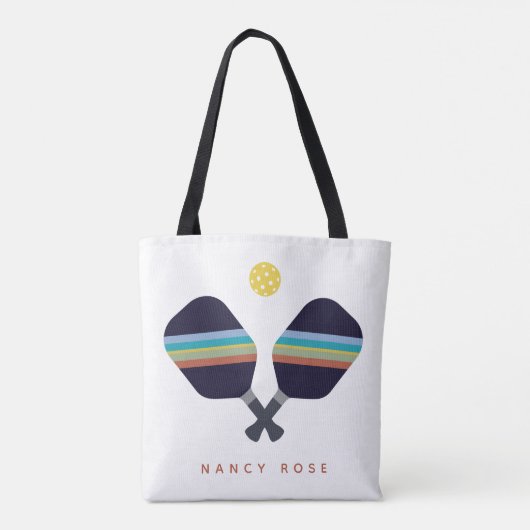Pickleball Persoonlijke benaming Striped Paddles Tote Bag (Achterkant)