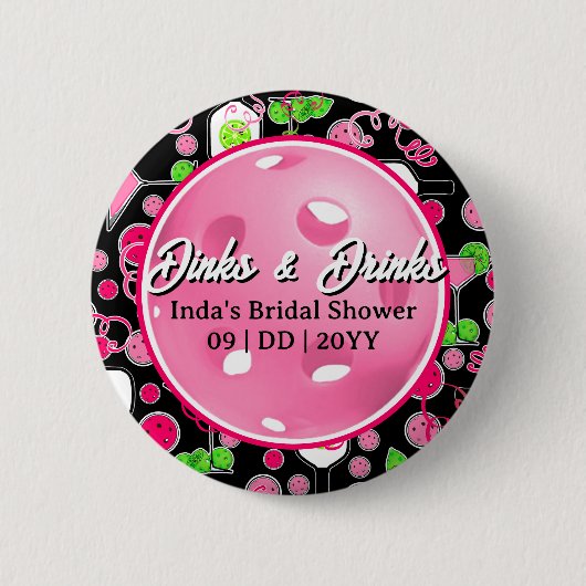 Pickleball Persoonlijke Bruidsdouche Swag Ronde Button 5,7 Cm (Voorkant)