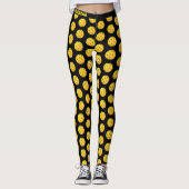 Pickleball Persoonlijke Leggings zwart geel (Voorkant)