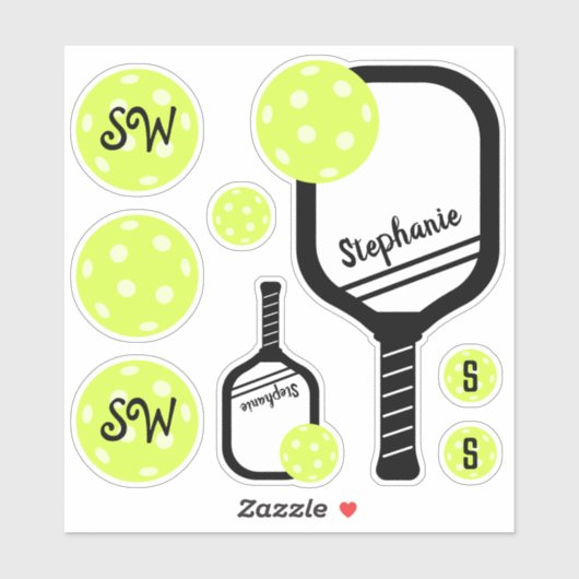 Pickleball Persoonlijke naam Sticker Set (Vel)