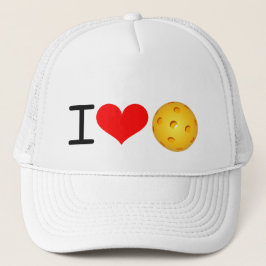 Pickleball-Pet: "I Love Pickleball" (Wit) Trucker Pet