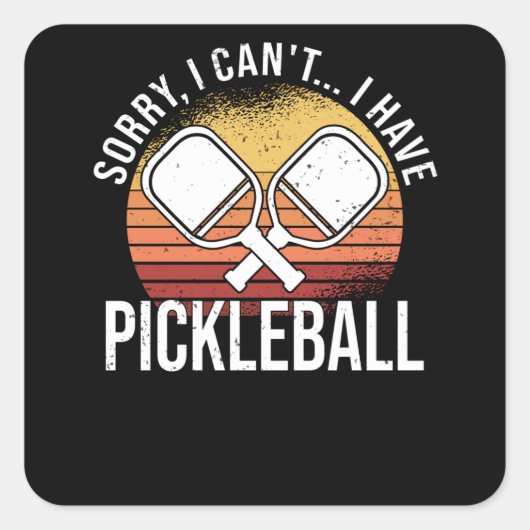 Pickleball Pickball Player No Time Retro Vierkante Sticker (Voorkant)