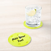 Pickleball Pickle Ball Yellow Customize Personaliz Ronde Kartonnen Onderzetter (Insitu)