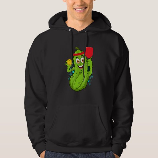 Pickleball Pickle Paddle Cucumber Player Vegan Hoodie (Voorkant)