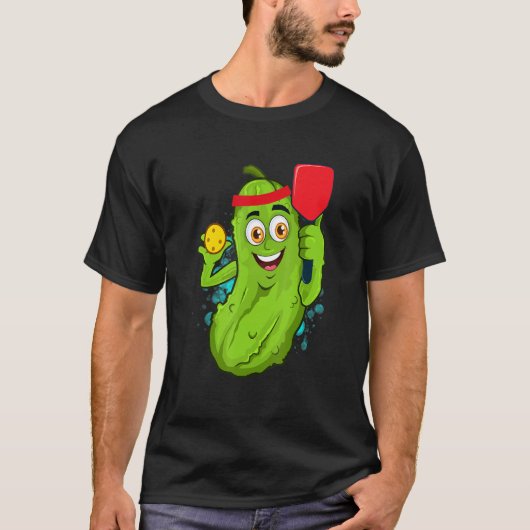 Pickleball Pickle Paddle Cucumber Player Vegan T-shirt (Voorkant)