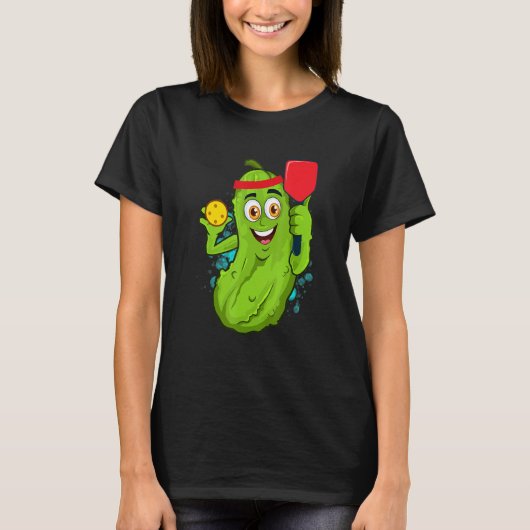 Pickleball Pickle Paddle  Cucumber Player Vegan T-shirt (Voorkant)