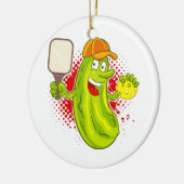Pickleball Pickle Player Keramisch Ornament (Links)