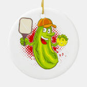 Pickleball Pickle Player Keramisch Ornament (Achterkant)