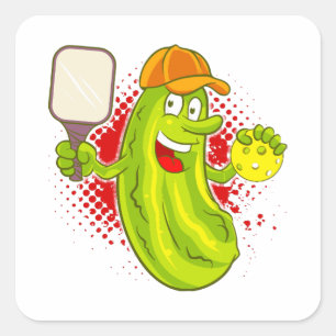 Pickleball Pickle Player Vierkante Sticker