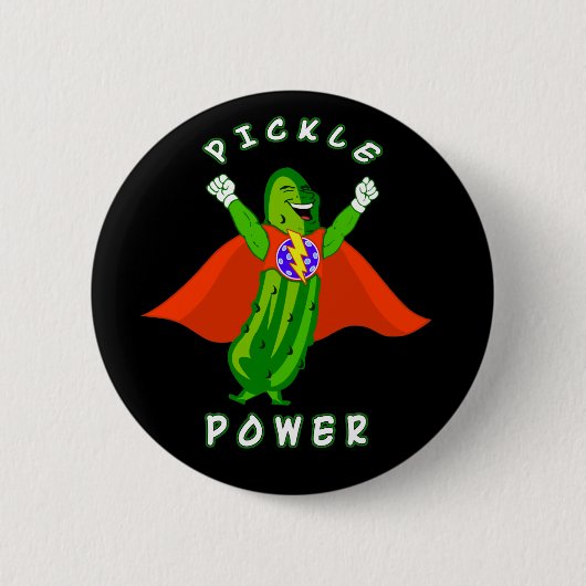 Pickleball Pickle Power Super Hero Ronde Button 5,7 Cm (Voorkant)