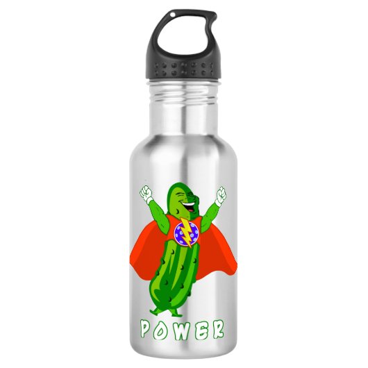 Pickleball Pickle Power Super Hero Waterfles (Voorkant)