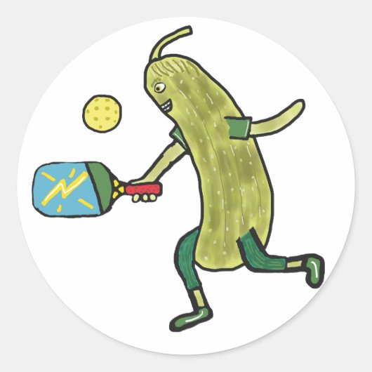 Pickleball Pickle Ronde Sticker (Voorkant)