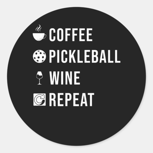 Pickleball Pickleball Herhalen Ronde Sticker (Voorkant)