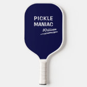 Pickleball PickleManiac Naam Modern grappig Blauw Paddle (Achterkant)