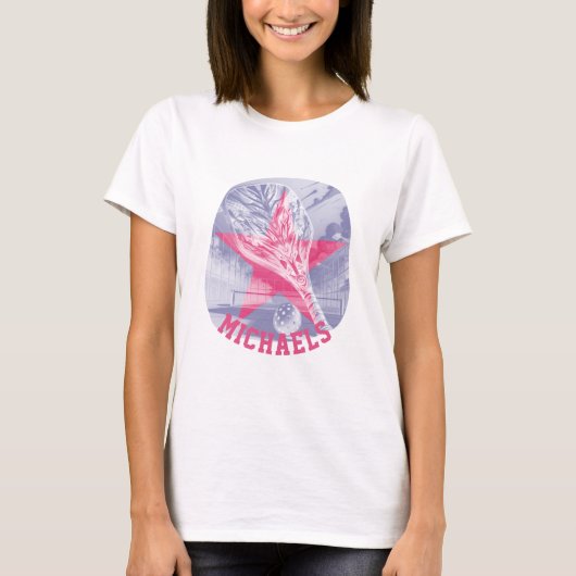 Pickleball Pink Voeg naam toe Graphic T-shirt (Voorkant)