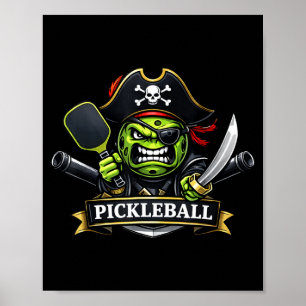 Pickleball piraat schedel hoed karakter illustrati poster