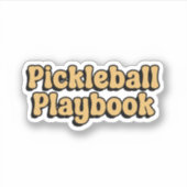 Pickleball Playbook Gele Retro Typografie Sticker (Voorkant)