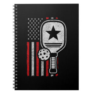 Pickleball Player - American Flag Pickleball - Fot Notitieboek