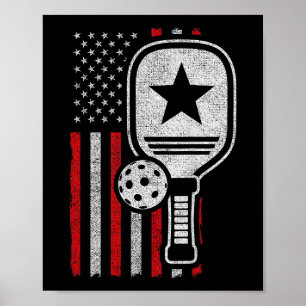 Pickleball Player - American Flag Pickleball - Fot Poster