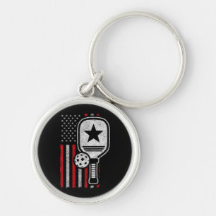 Pickleball Player - American Flag Pickleball - Fot Sleutelhanger