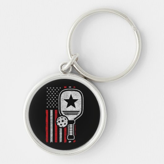 Pickleball Player - American Flag Pickleball - Fot Sleutelhanger (Voorkant)