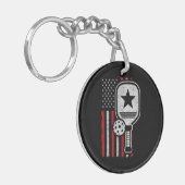 Pickleball Player - American Flag Pickleball - Fot Sleutelhanger (Voorkant Links)