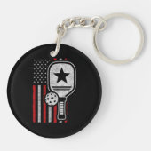 Pickleball Player - American Flag Pickleball - Fot Sleutelhanger (Achterkant)