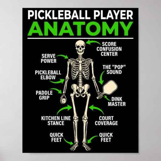 Pickleball player anatomy funny dink pickle ball poster (Voorkant)