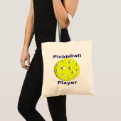 Pickleball Player Blue Text Yellow Ball Design Tote Bag (Voorkant (product))