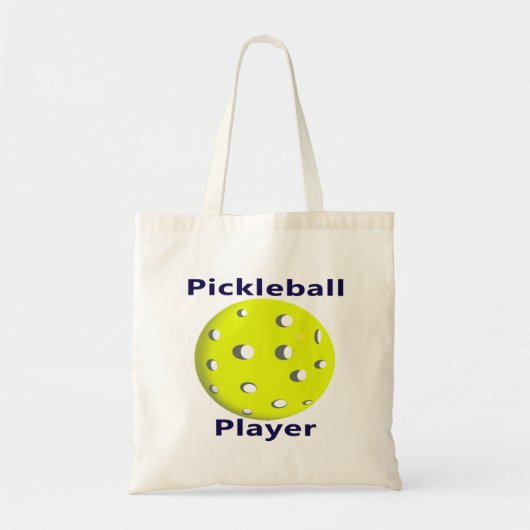Pickleball Player Blue Text Yellow Ball Design Tote Bag (Voorkant)