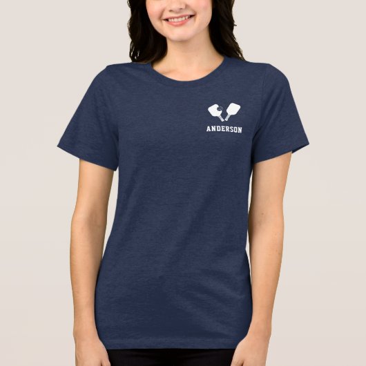 Pickleball Player Club Team Custom Front Back Tri-Blend Shirt (Voorkant)