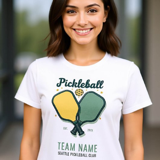 Pickleball Player Club Team Custom Yellow Green T-shirt