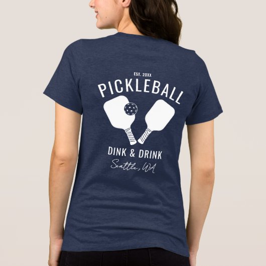 Pickleball Player Club Team gepersonaliseerde witt Tri-Blend Shirt (Achterkant)