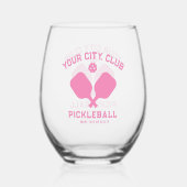 Pickleball Player Club Team Naam gepersonaliseerd Wijnglas Zonder Voet (Voorkant)