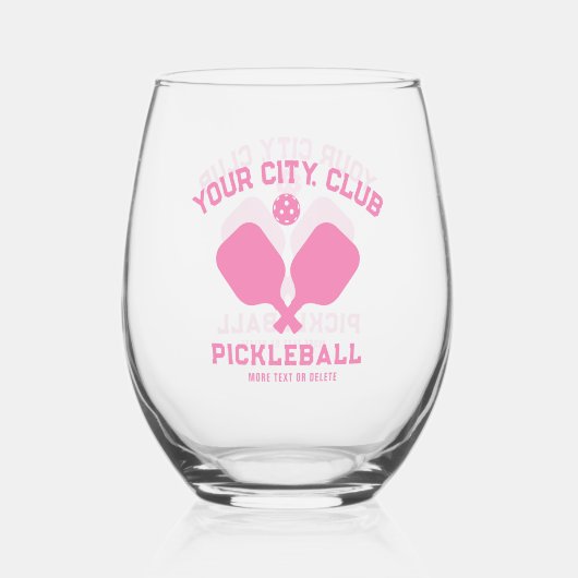 Pickleball Player Club Team Naam gepersonaliseerd Wijnglas Zonder Voet (Voorkant)