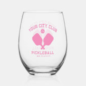 Pickleball Player Club Team Naam gepersonaliseerd Wijnglas Zonder Voet (Achterkant)
