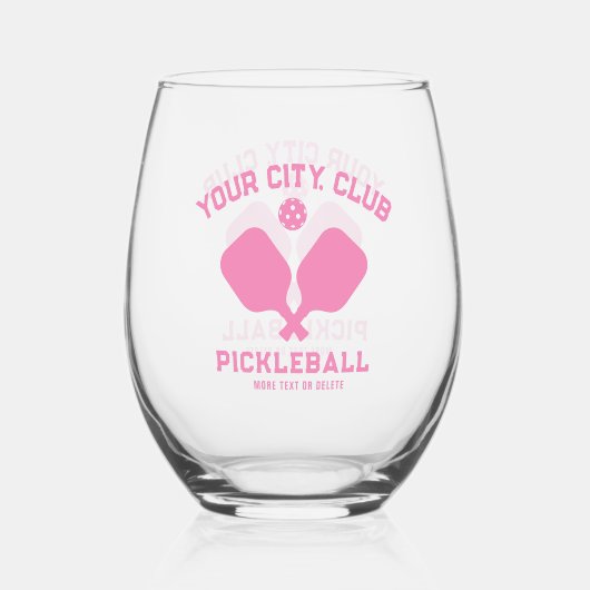 Pickleball Player Club Team Naam gepersonaliseerd Wijnglas Zonder Voet (Achterkant)
