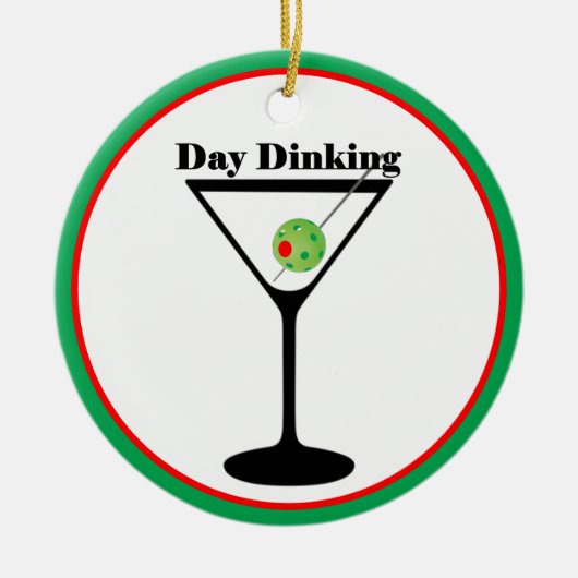 Pickleball Player Day Dinking Ball Martini Olive Keramisch Ornament (Voorkant)