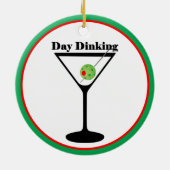 Pickleball Player Day Dinking Ball Martini Olive Keramisch Ornament (Achterkant)