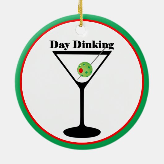 Pickleball Player Day Dinking Ball Martini Olive Keramisch Ornament (Achterkant)