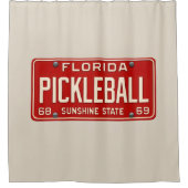 Pickleball Player Fan Retro Florida License Plate Douchegordijn (Voorkant)