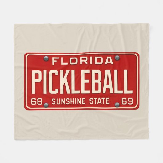 Pickleball Player Fan Retro Florida License Plate Fleece Deken (Voorkant (Horizontaal))