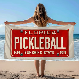 Pickleball Player Fan Retro Florida License Plate Strandlaken