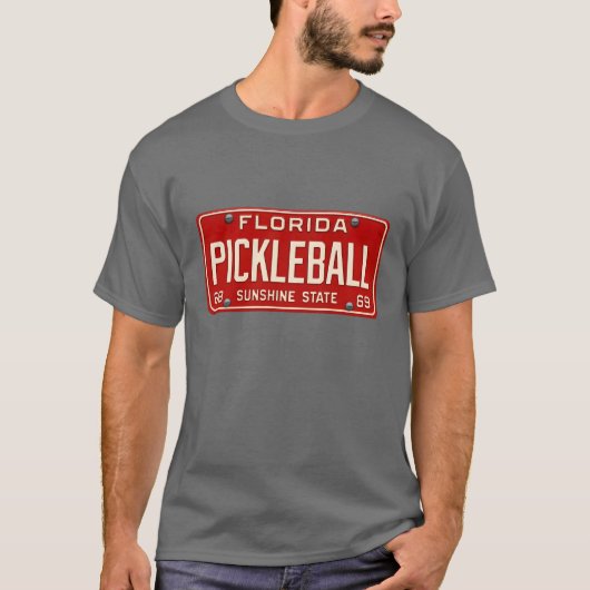 Pickleball Player Fan Retro Florida License Plate T-shirt (Voorkant)